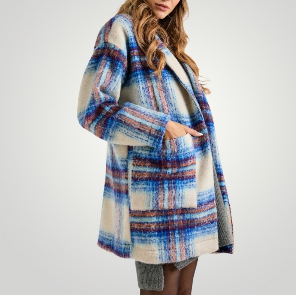 Brushed Checked Single-Breasted Blazer Jacket Siz… - image 1